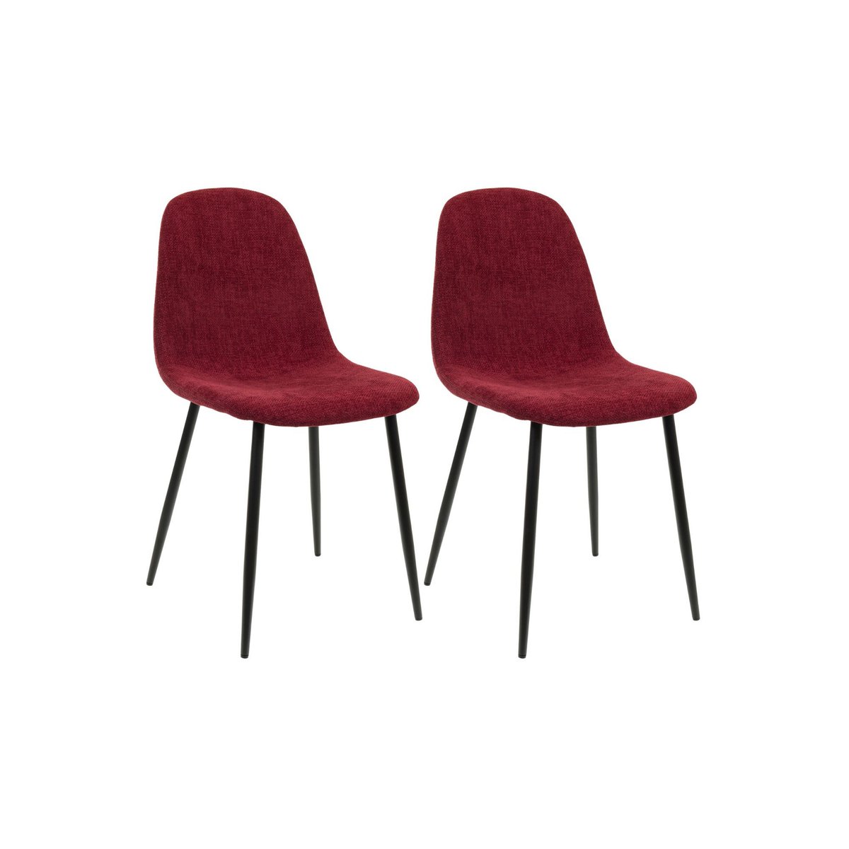 Chaises avec pieds en métal et assises en tissu (lot de 2) - ZELIE rouge, HELLIN, DEPUIS 1862