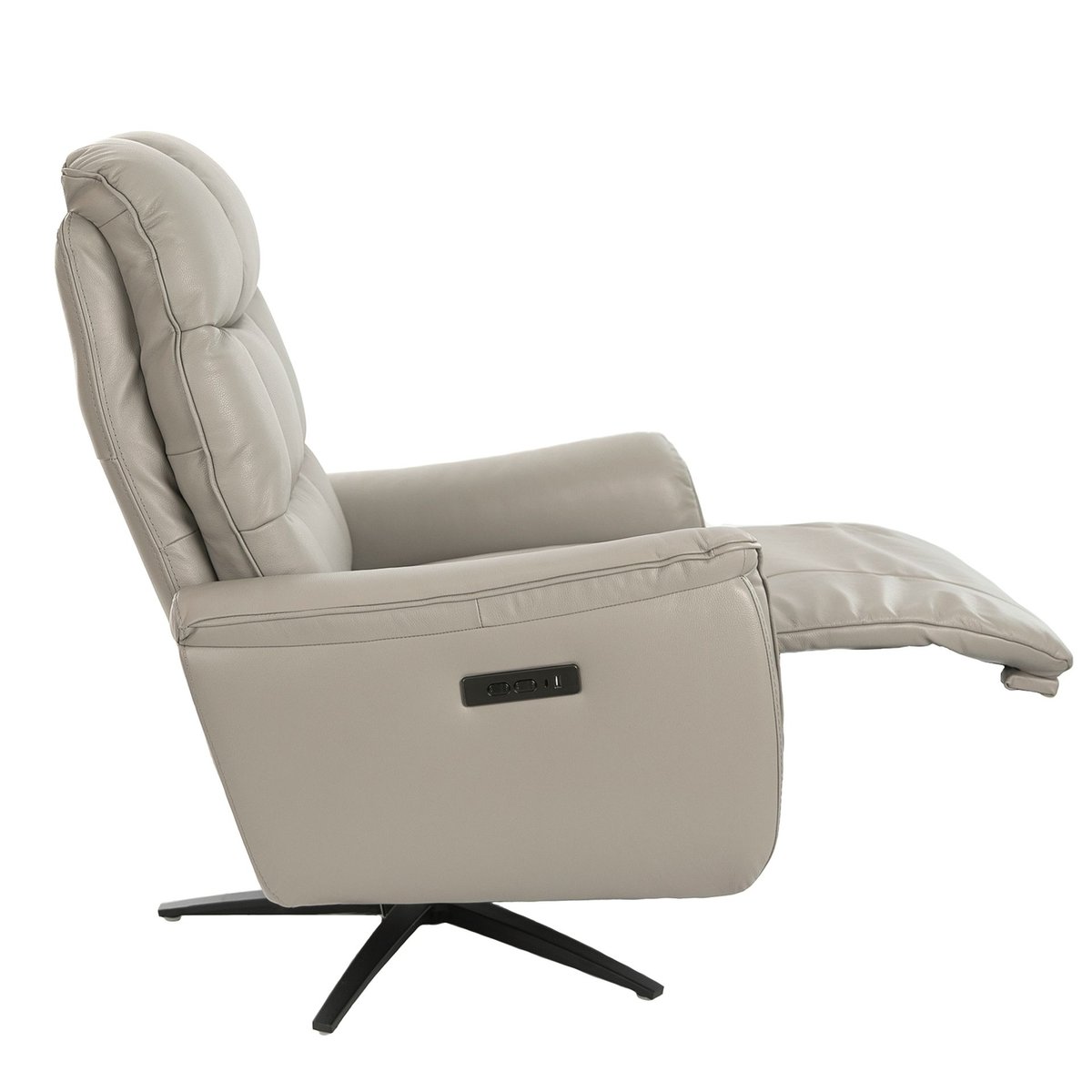 Fauteuil pivotant en cuir gris | noir, ANGEL CERDA