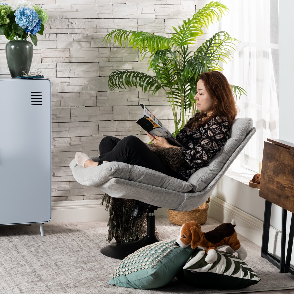 Chaise de bureau rotatif hauteur réglable avec inclinable sans accoudoirs, LAMBERYOFFICE gris, MEUBLES COSY