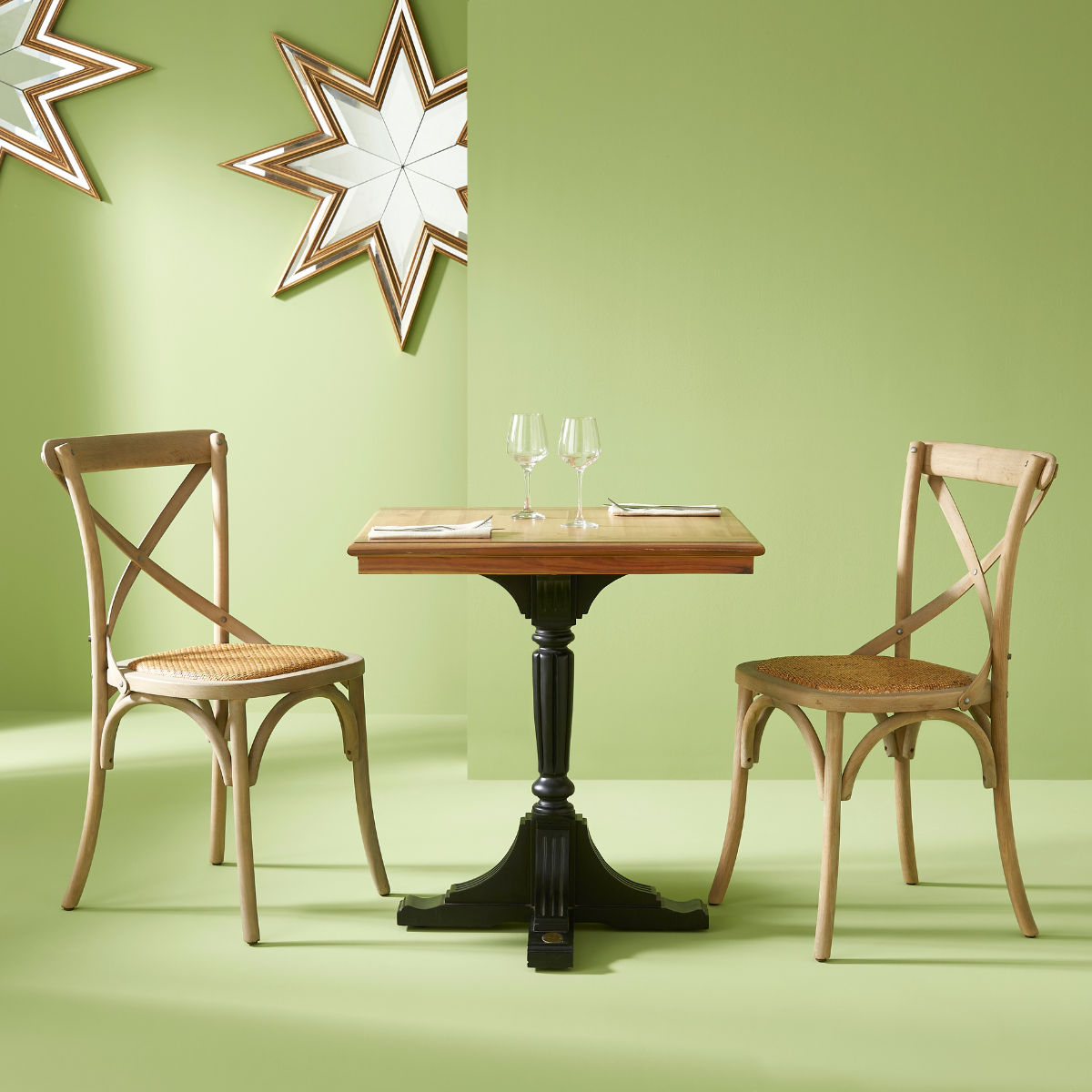 Lot de 6 chaises en bois massif et cannage L61 cm - BISTROT bois clair, SIGNATURE