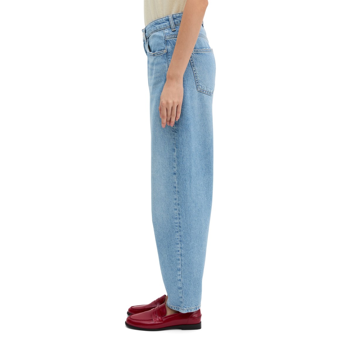 Jeans modèle Lara, coupe barrel et longueur raccourcie en mélange de lyocell et de coton bio bleu, MARC O'POLO