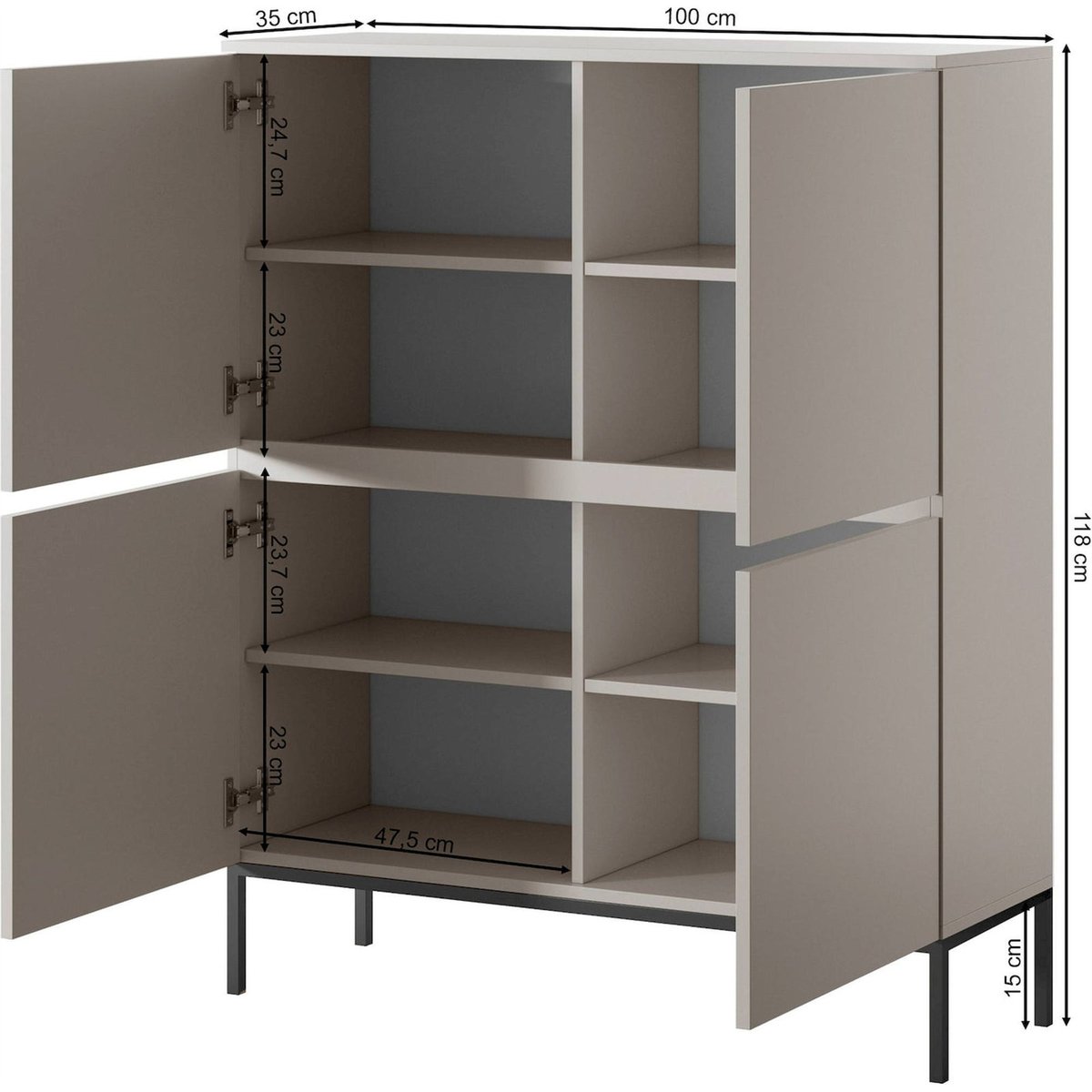 Commode haute contemporaine BEMMI cachemire, RECOLLECTION