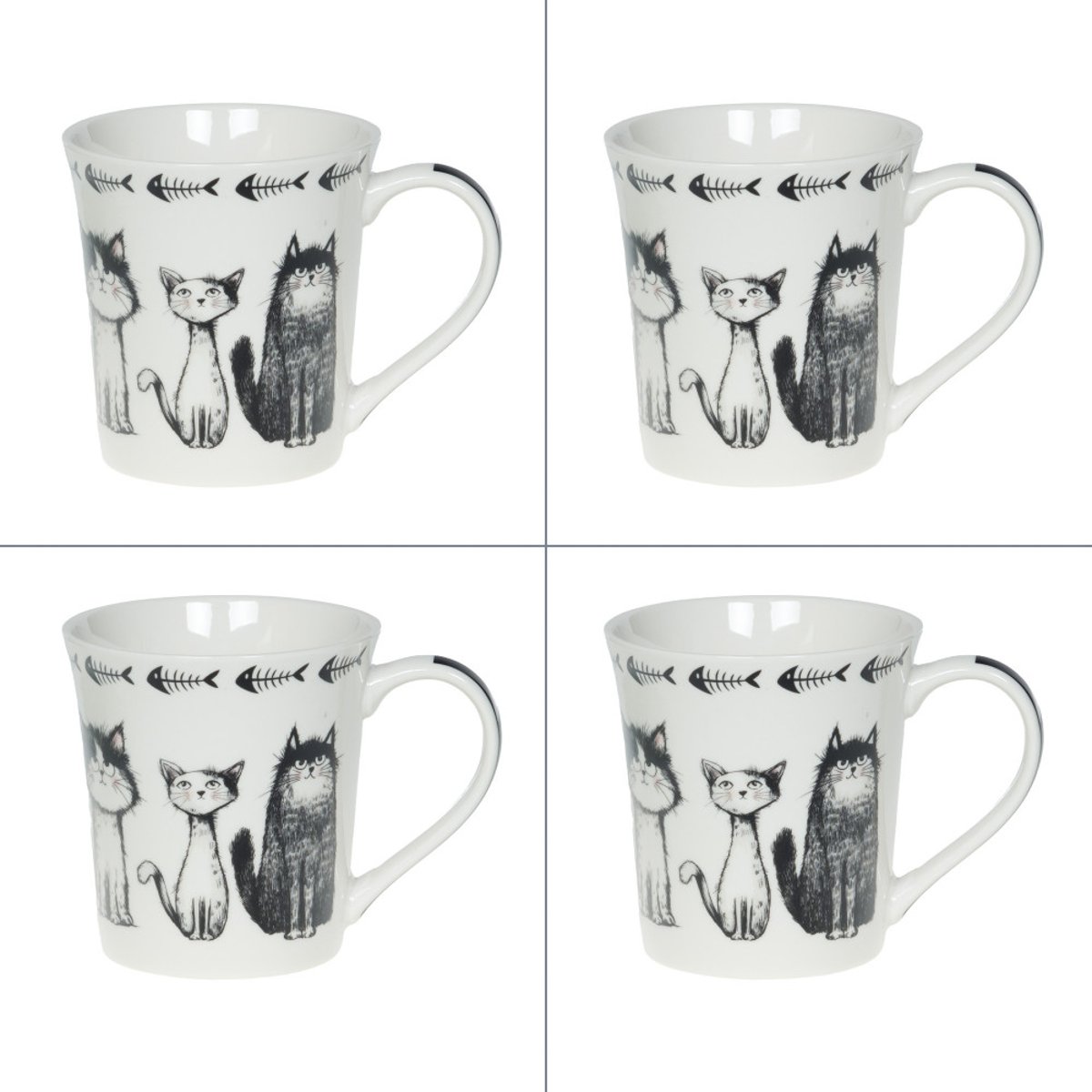 Coffret de 4 mugs Felix 35 cl noir, TABLE PASSION