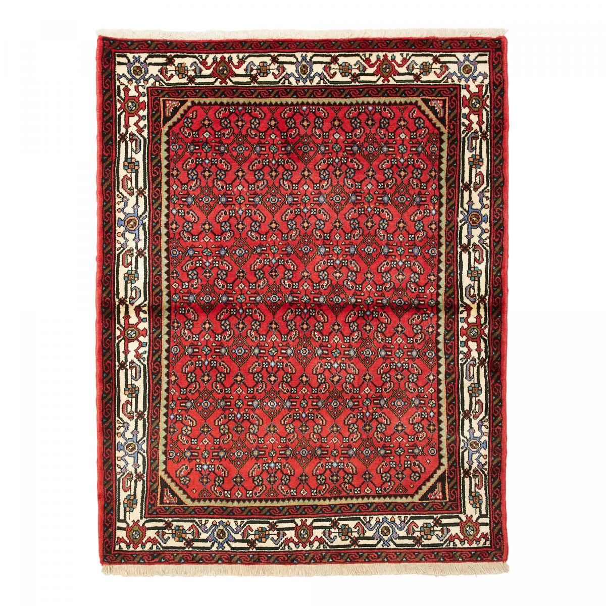 Tapis d'orient au motif oriental, noué main en laine, HAMADAN 21 rouge, crème, noir, UN AMOUR DE TAPIS