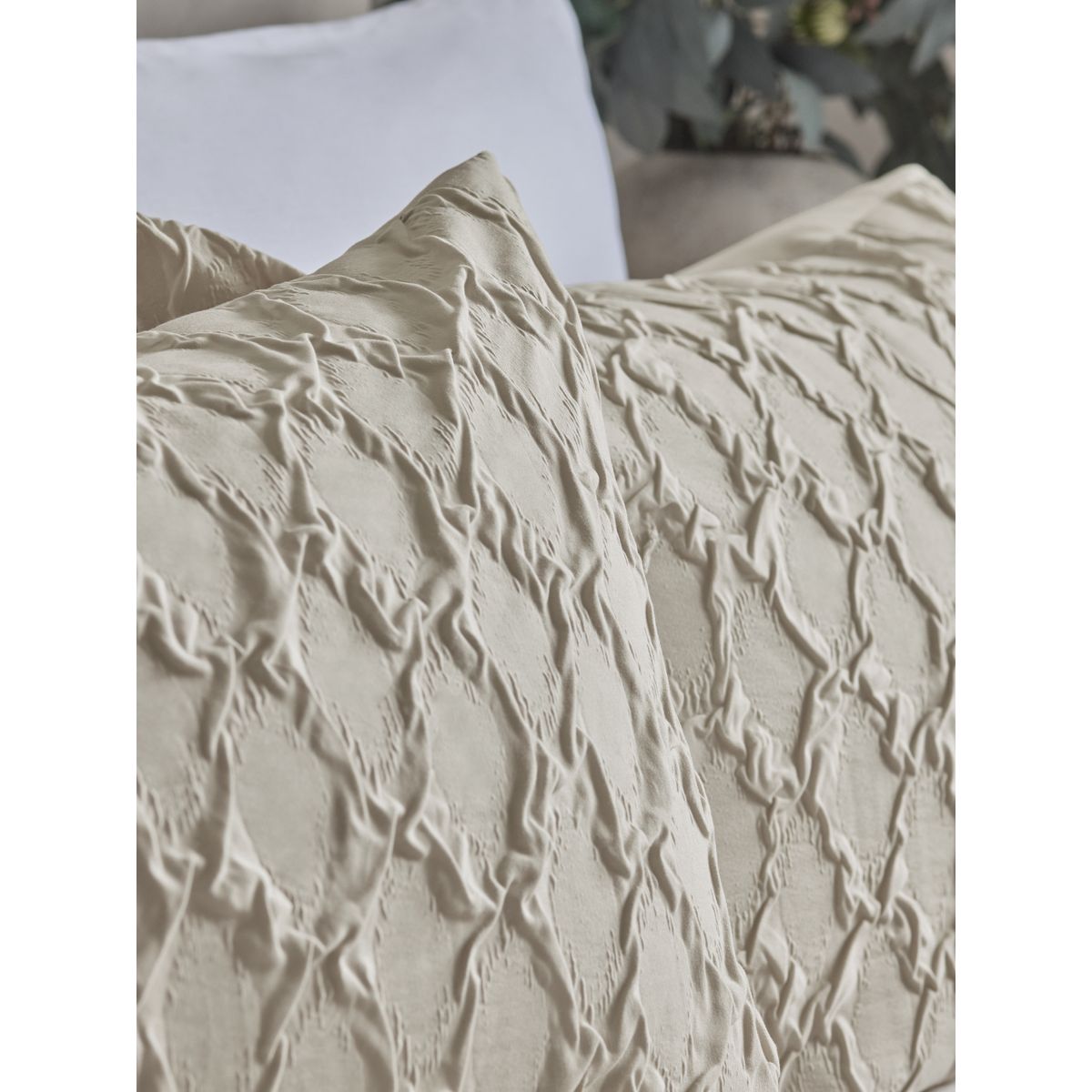 Housse de couette et taies à motif carré naturel, NEXT