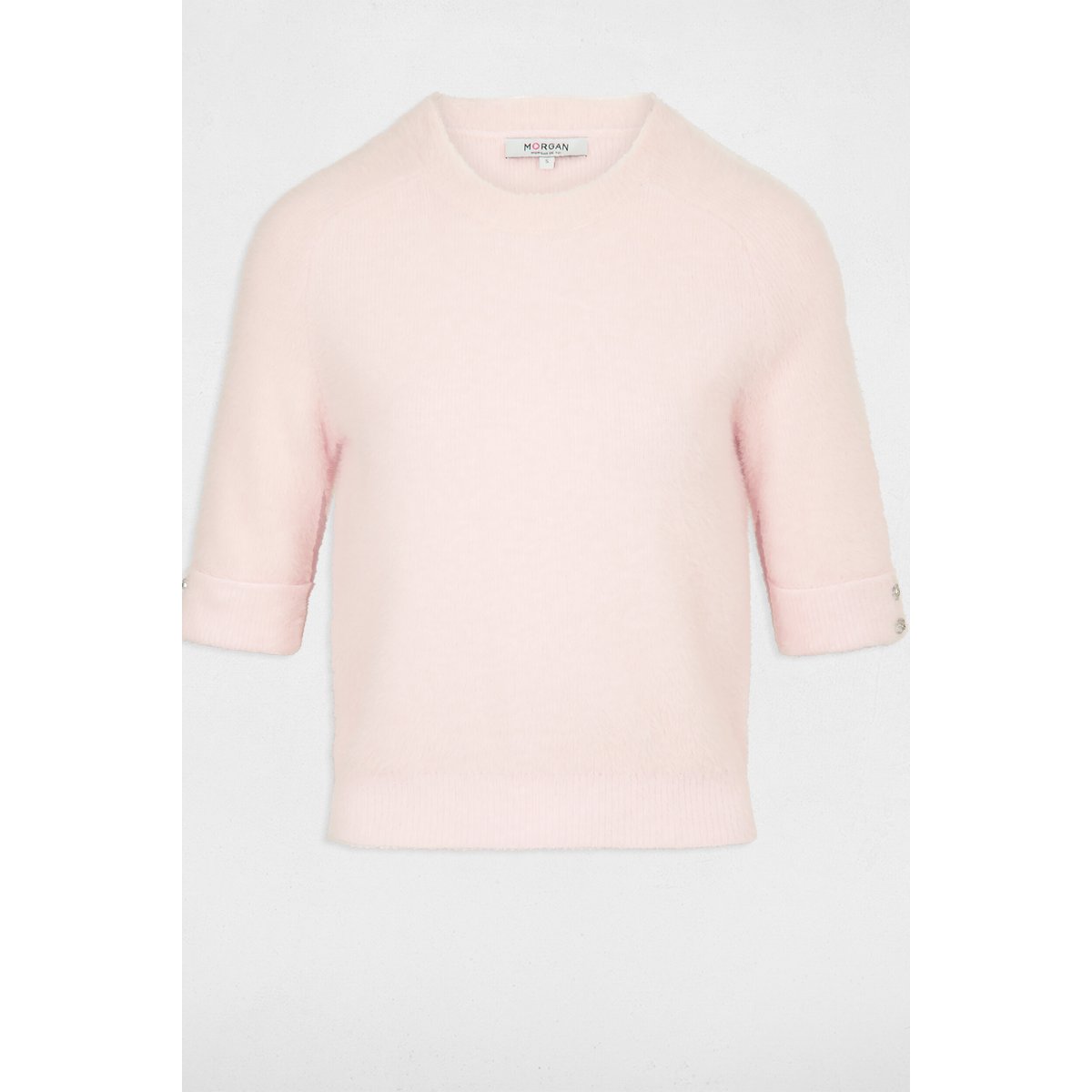 Pull manches courtes rose, MORGAN