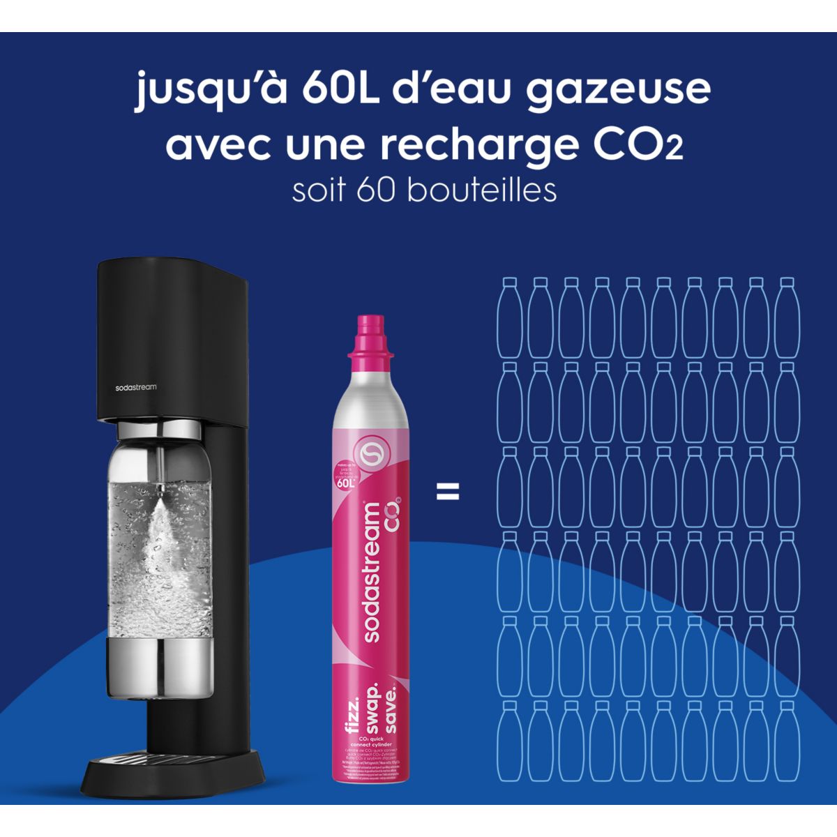 Machine à soda ENSO noire couleur unique, SODASTREAM