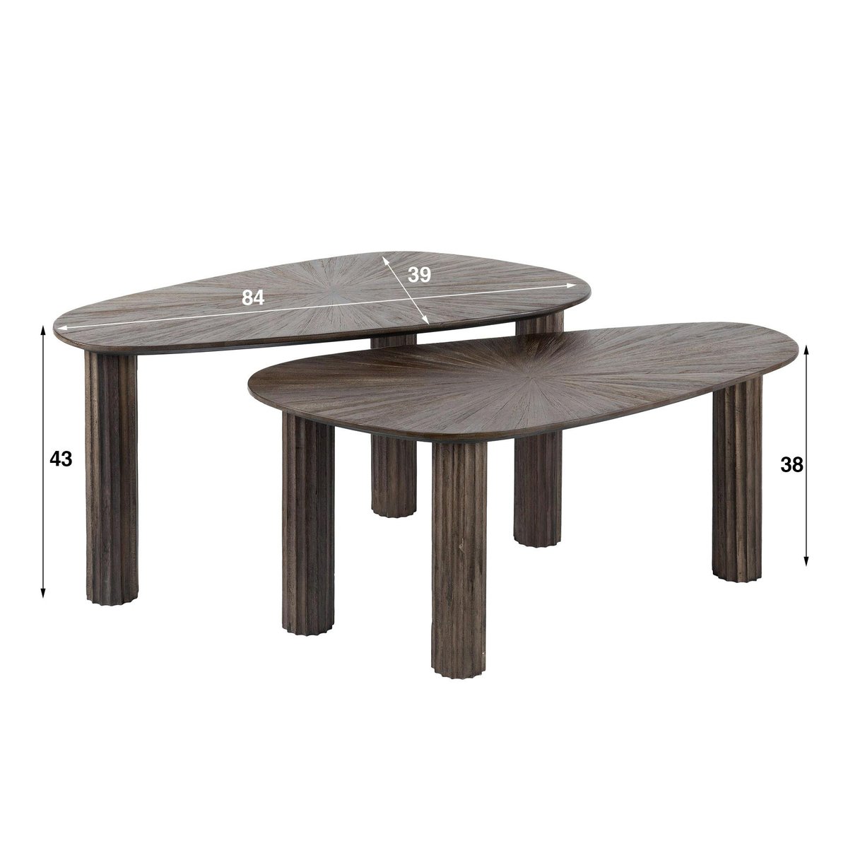 Table basse organique en bois de teck forme galet (lot de 2) YOGY bois naturel, PIER IMPORT