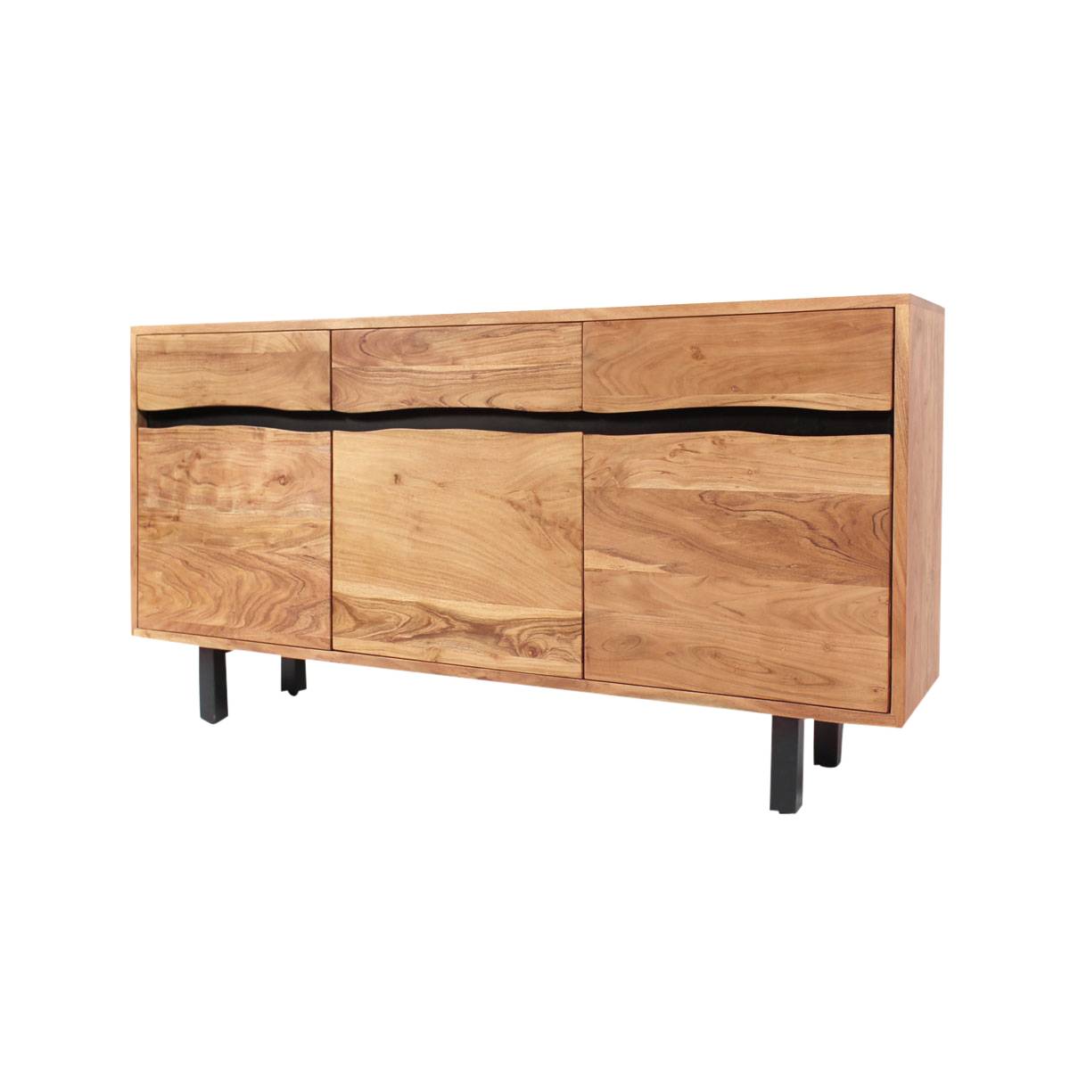 Buffet en bois d'acacia et métal MAHÉ noir, MADE IN MEUBLES
