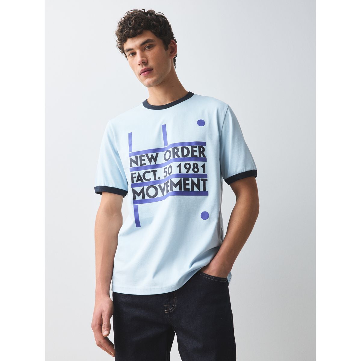 T-shirt à bord contrastant new order blanc/bleu marine, NEXT