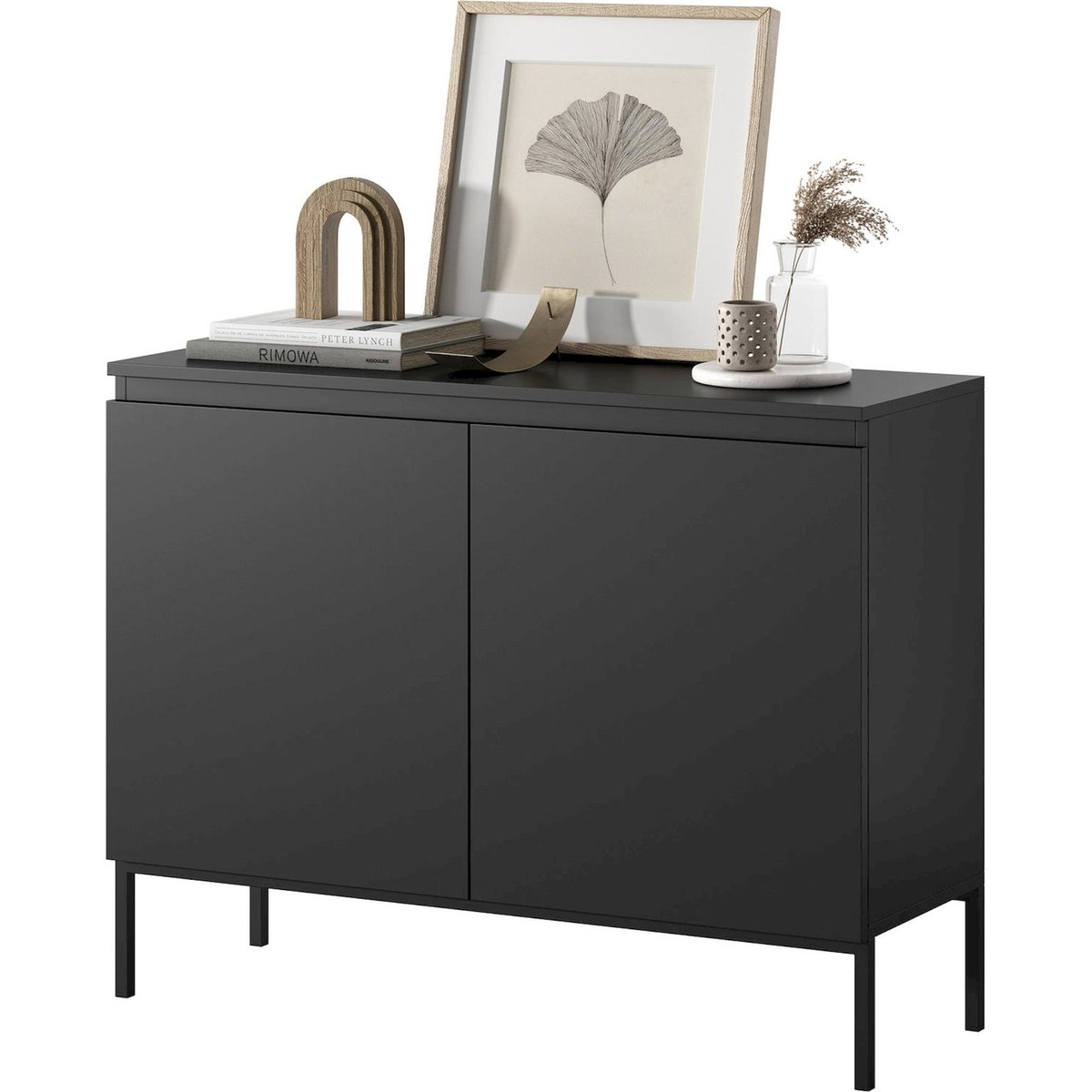 Buffet 2 portes design métal BEMMI noir, RECOLLECTION