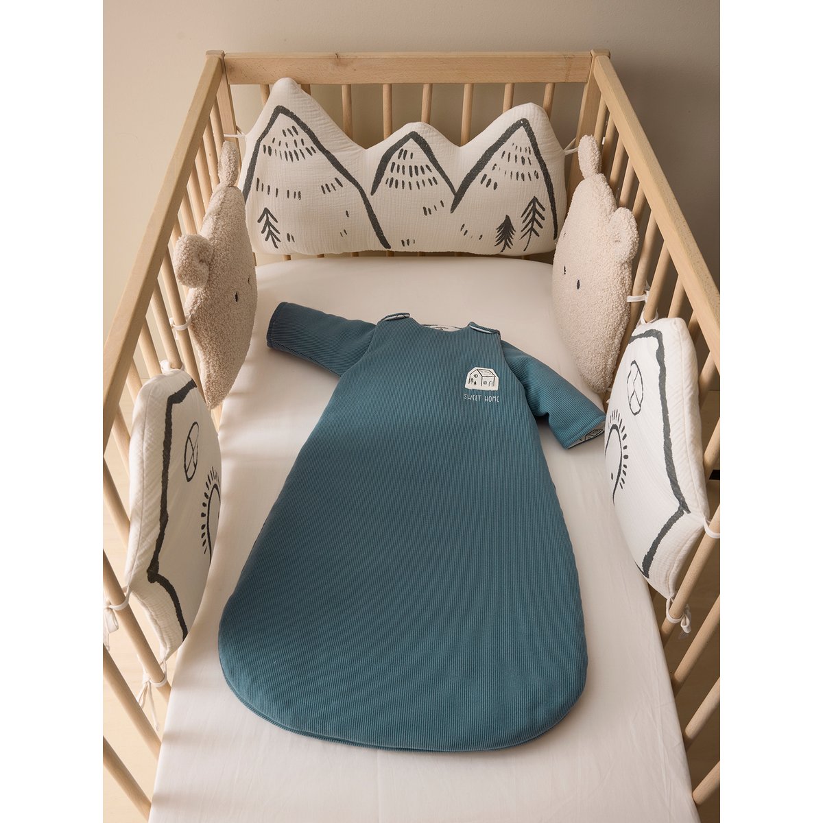 Tour de lit / Tour de parc coussins HYGGE beige imprimé, VERTBAUDET