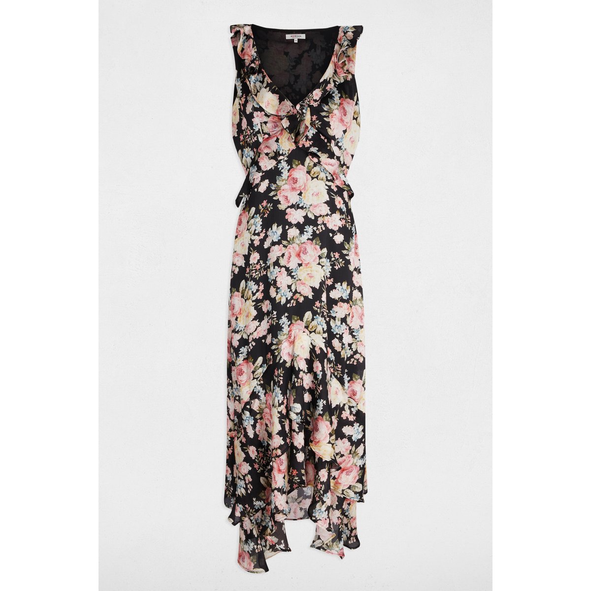 Robe longue droite imprimée multicolore, MORGAN