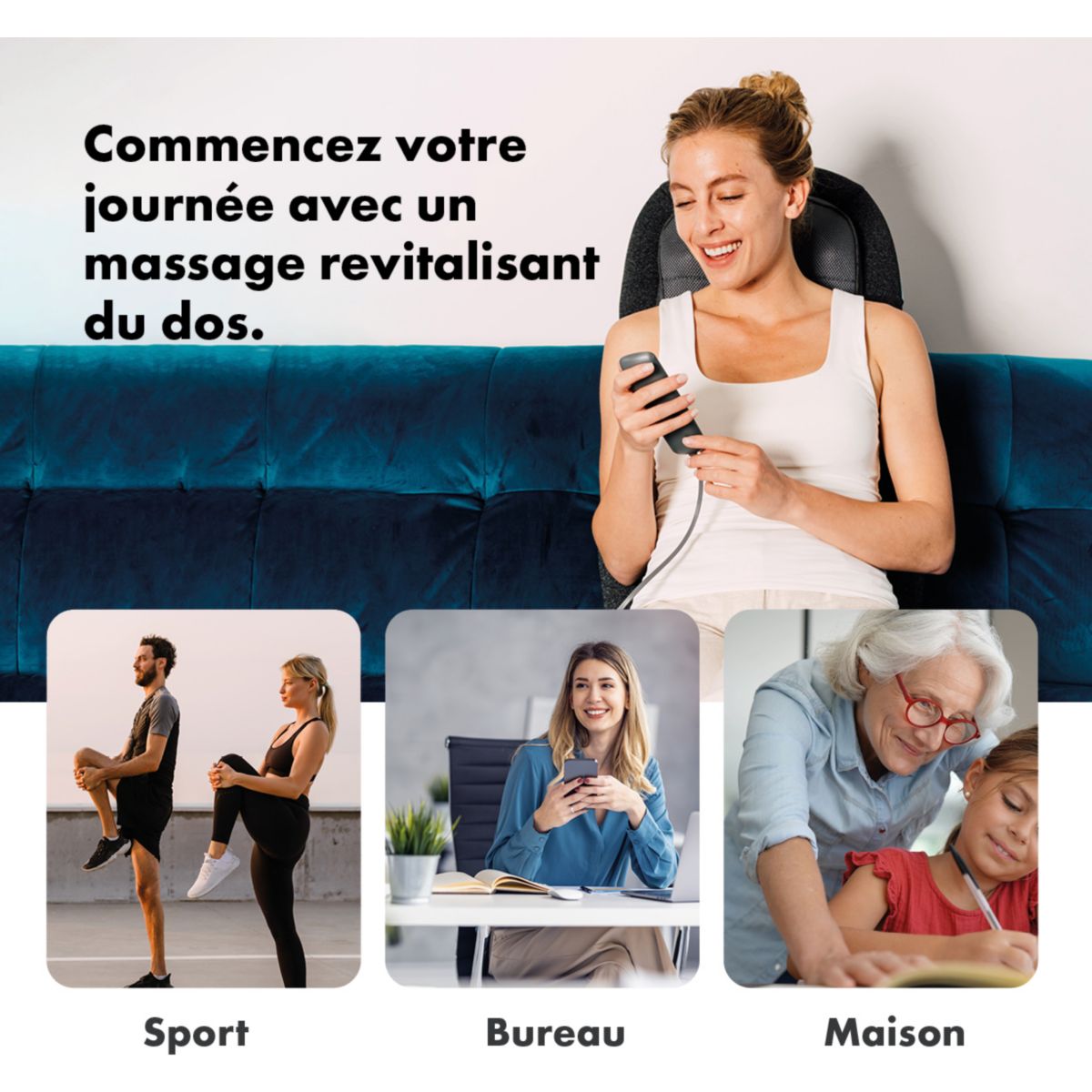 Siège de massage 4 mains couleur unique, ZEN