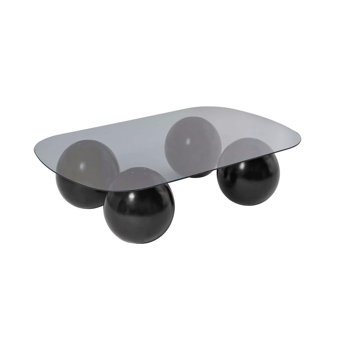 Table basse en verre moderne, rectangle bords arrondis KOCHI fumé, PIER IMPORT