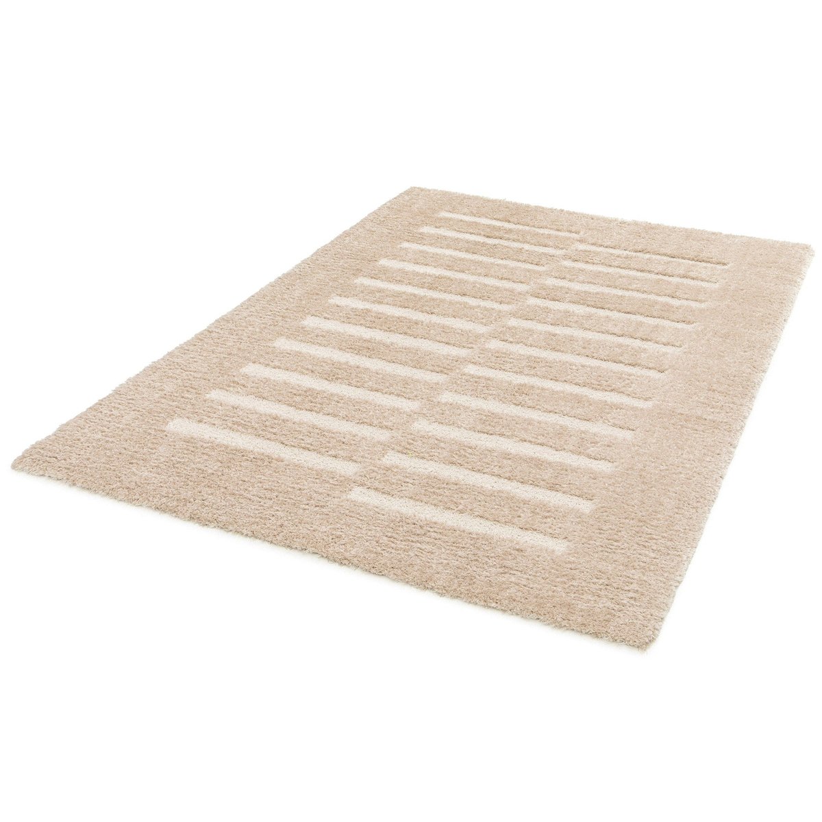 Tapis doux et épais en polyester recyclé effet relief PASSAGE beige sable, AFK LIVING