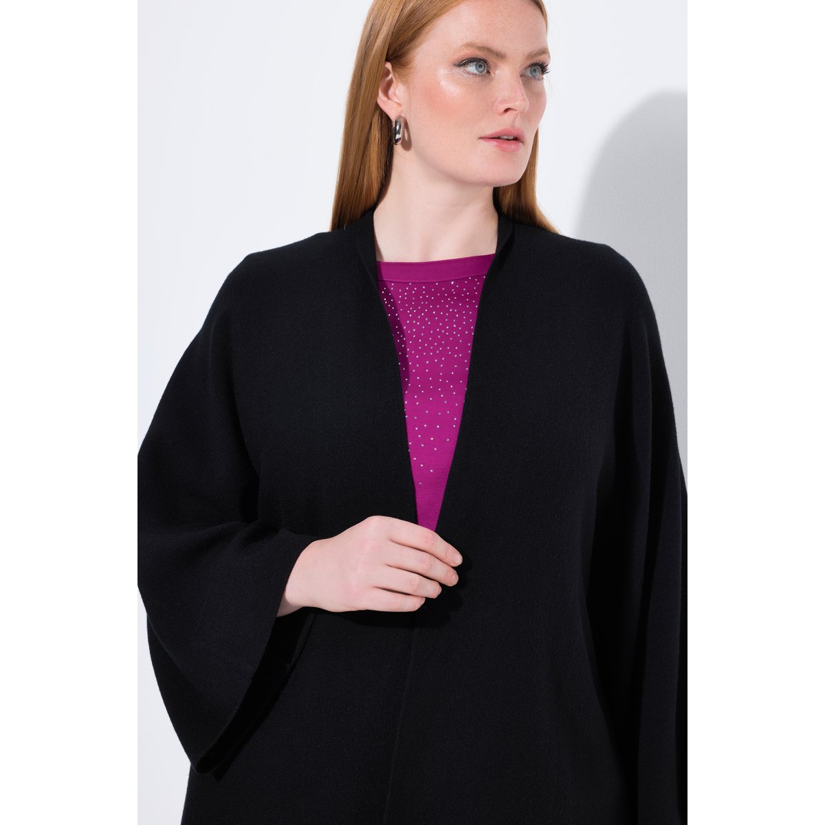 Cardigan long à manches longues noir, ULLA POPKEN