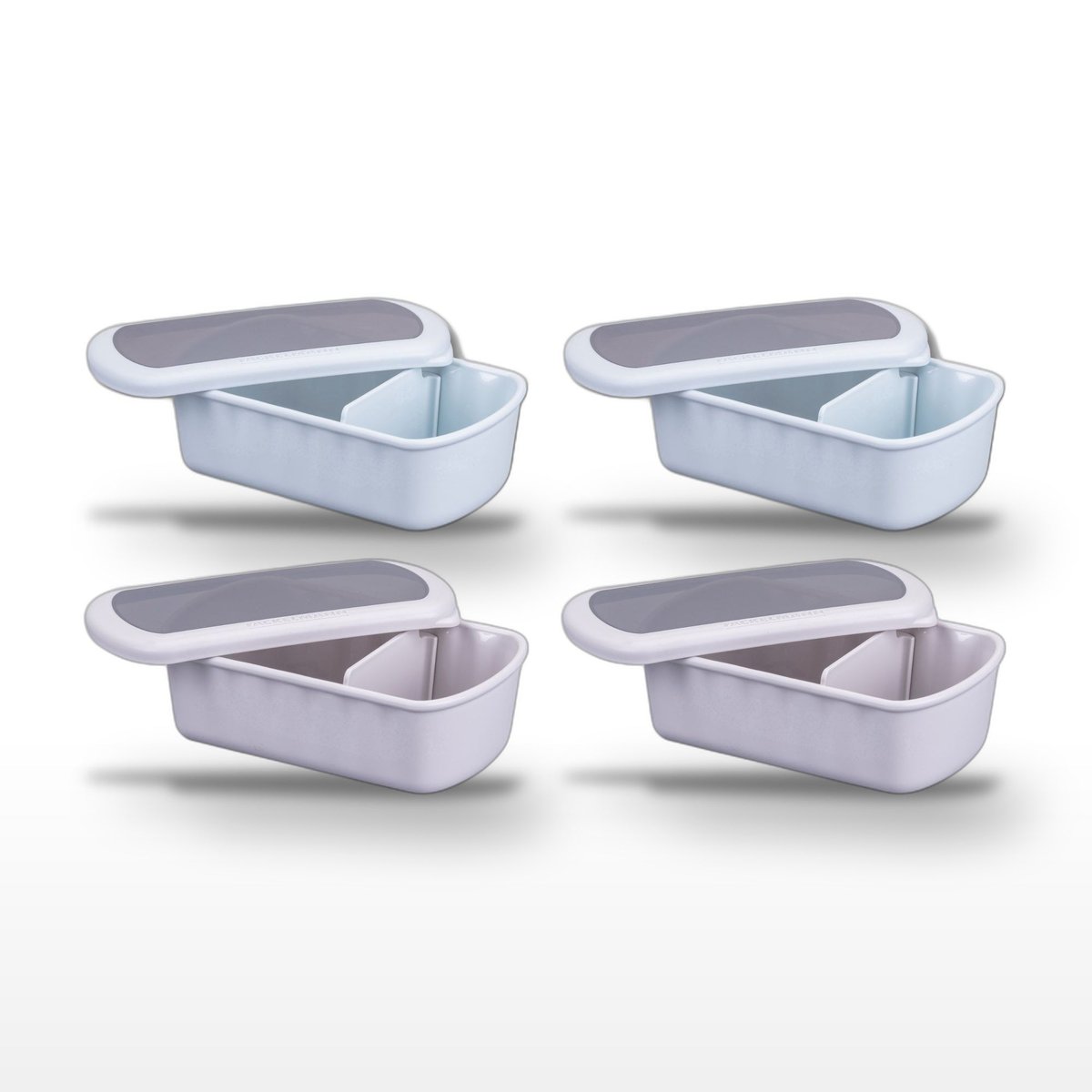 Lot de 4 lunch box 1L avec 4 ustensiles de cuisine STORAGE beige|bleu, FACKELMANN