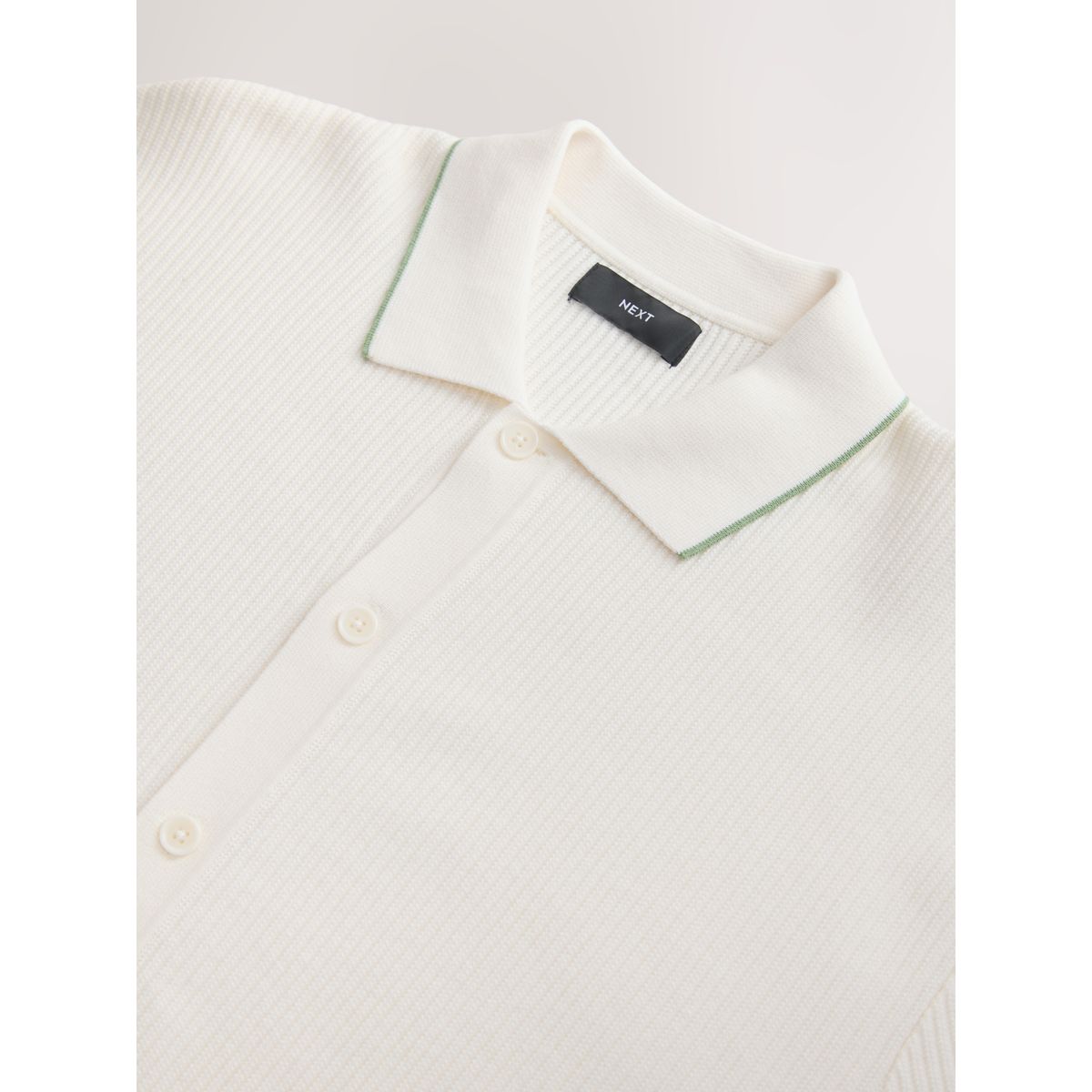 Chemise en maille côtelée texturée à liserés blanc écru, NEXT