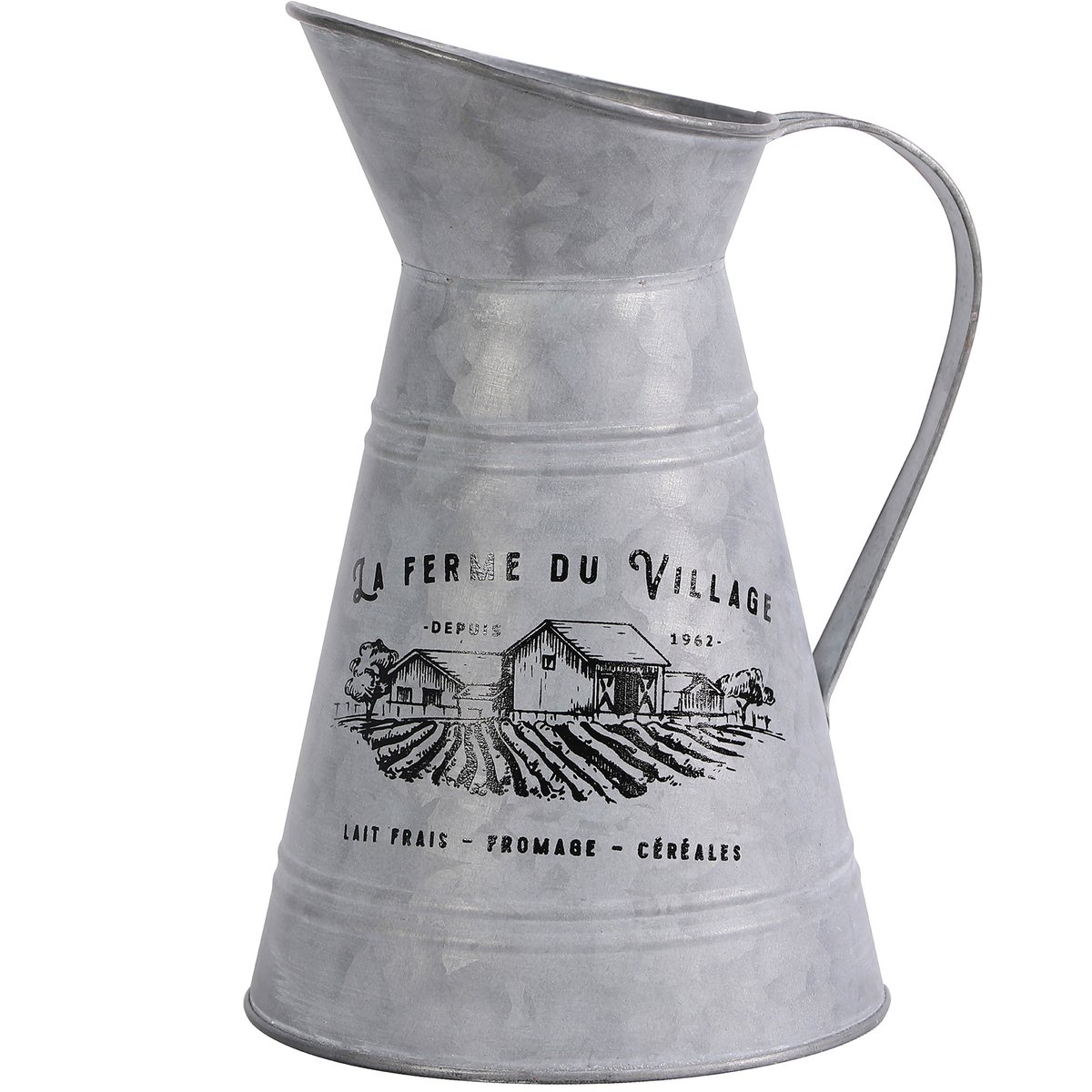 Cruche à lait métal effet zinc esprit cottage décoratif gris, WADIGA