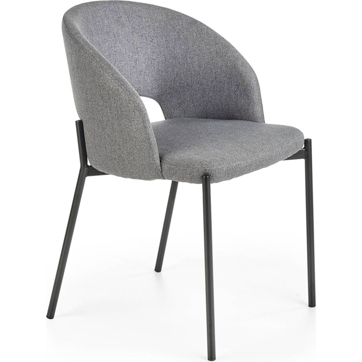 Chaise rembourrée dossier ajouré ELRINA gris tissé, RECOLLECTION