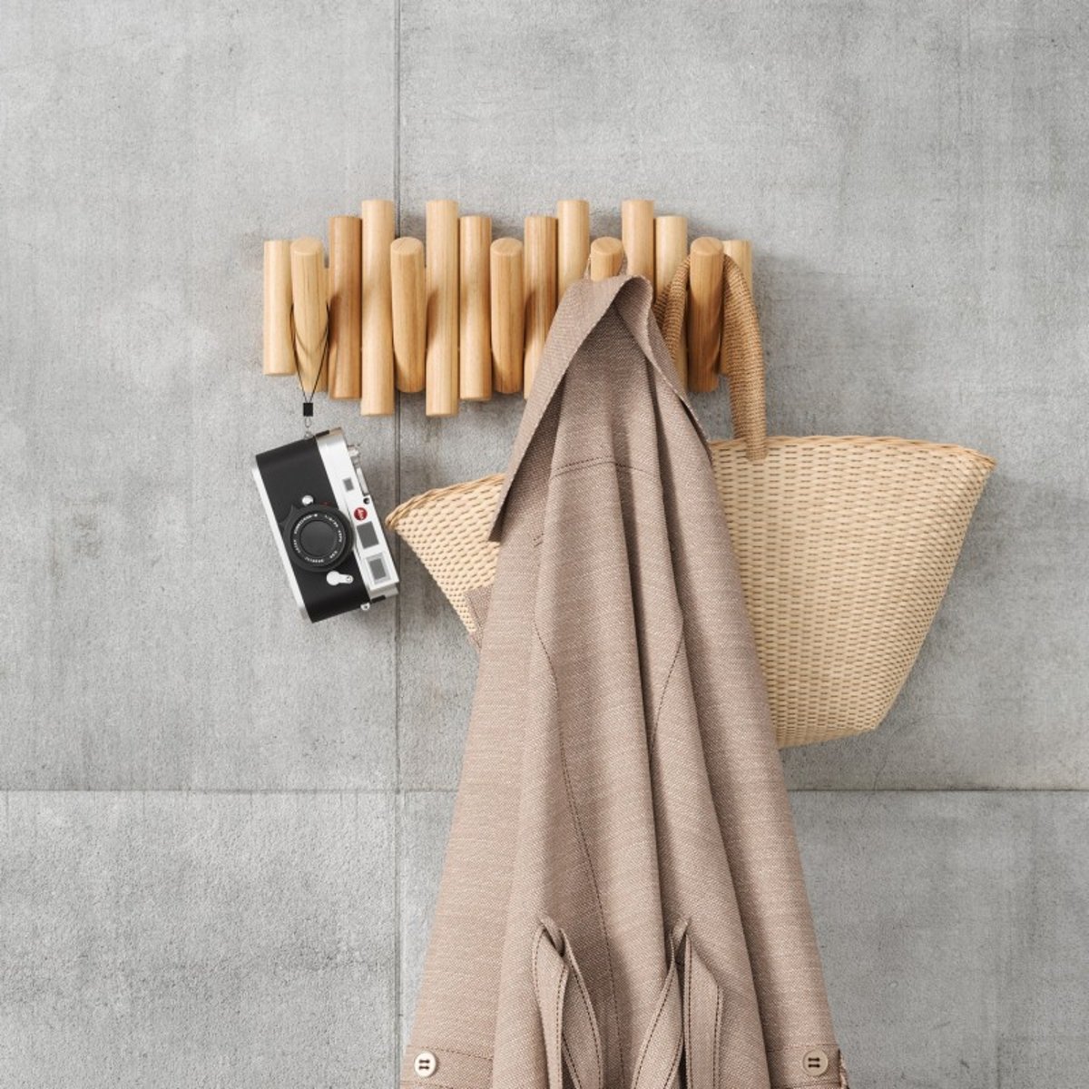 Portemanteau mural bois  PICKET bois clair, UMBRA