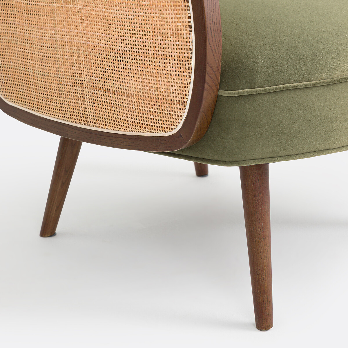 Fauteuil velours et cannage, Buisseau vert, LA REDOUTE INTERIEURS