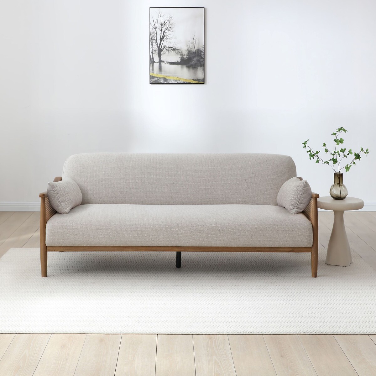 Ziva Chenille 3-Seater Sofabed with Rattan Arms natural, ÉDITÉ
