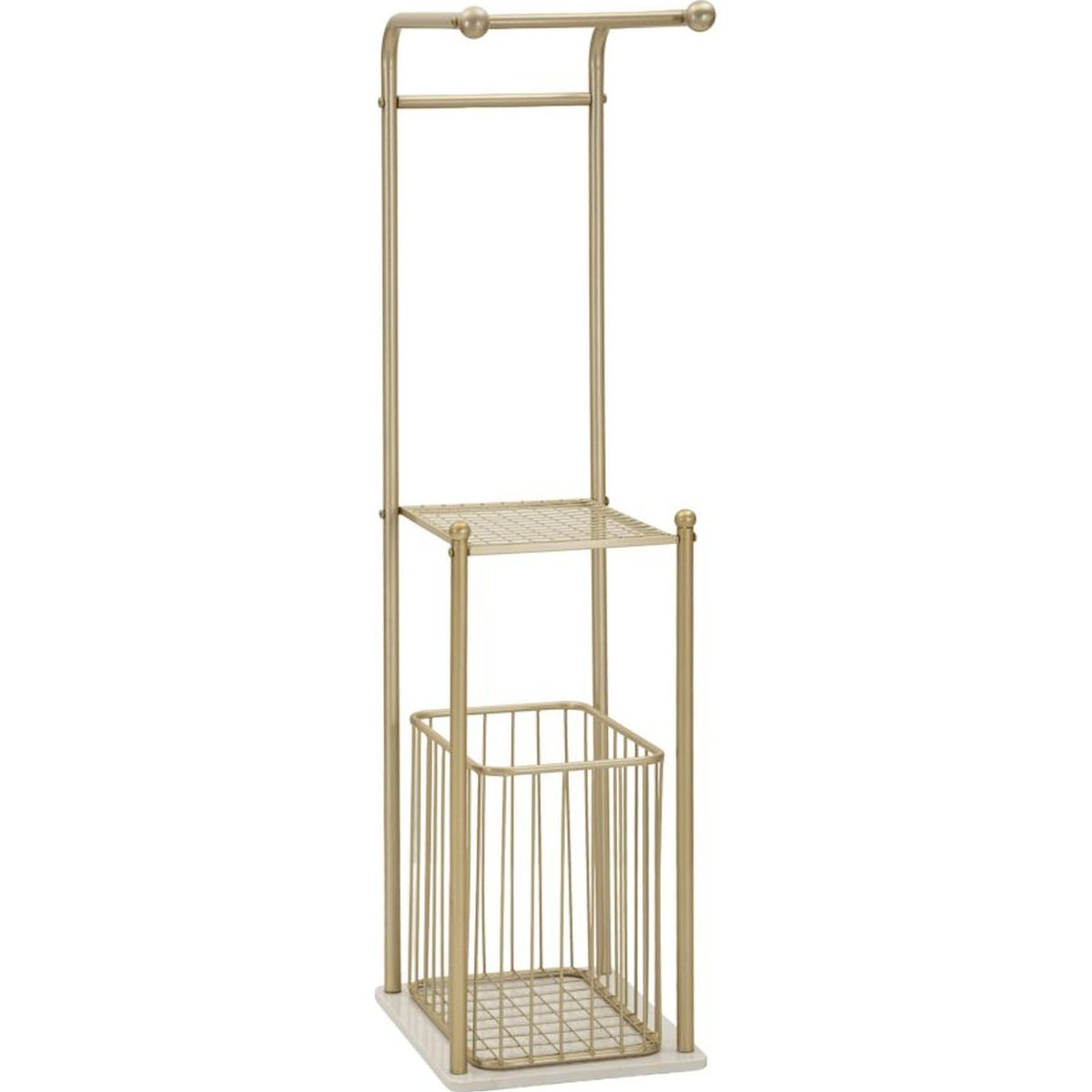 Porte-serviettes sur pied métal socle effet marbre doré et blanc, RECOLLECTION