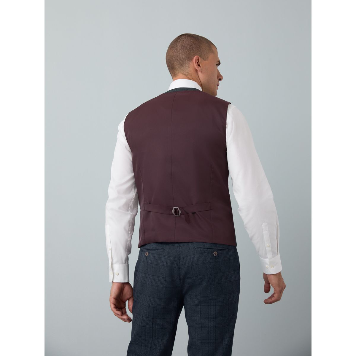 Gilet de costume à carreaux et liserés bleu, NEXT