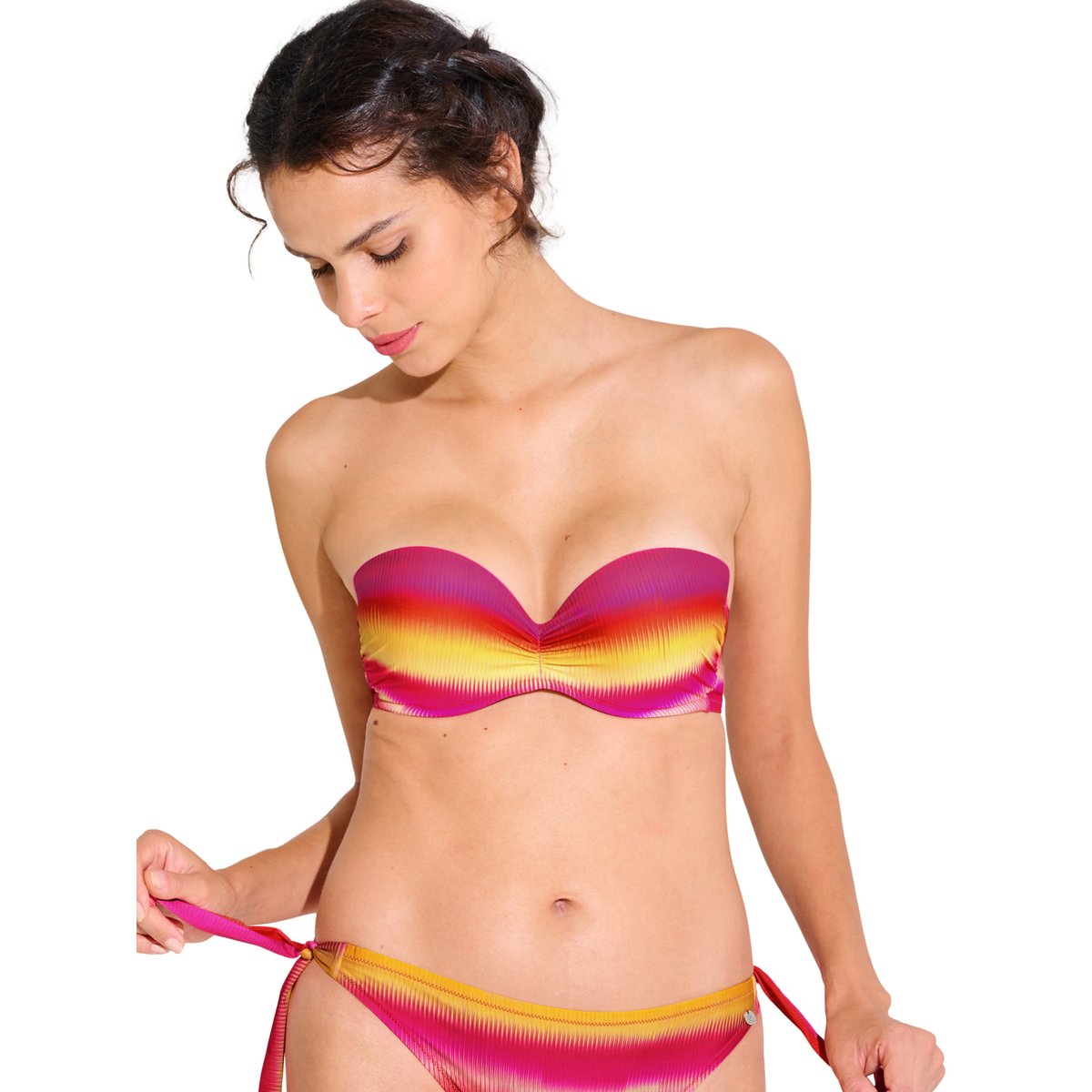 Haut maillot de bain bandeau balconnet préformé OSAKA rose, LISCA