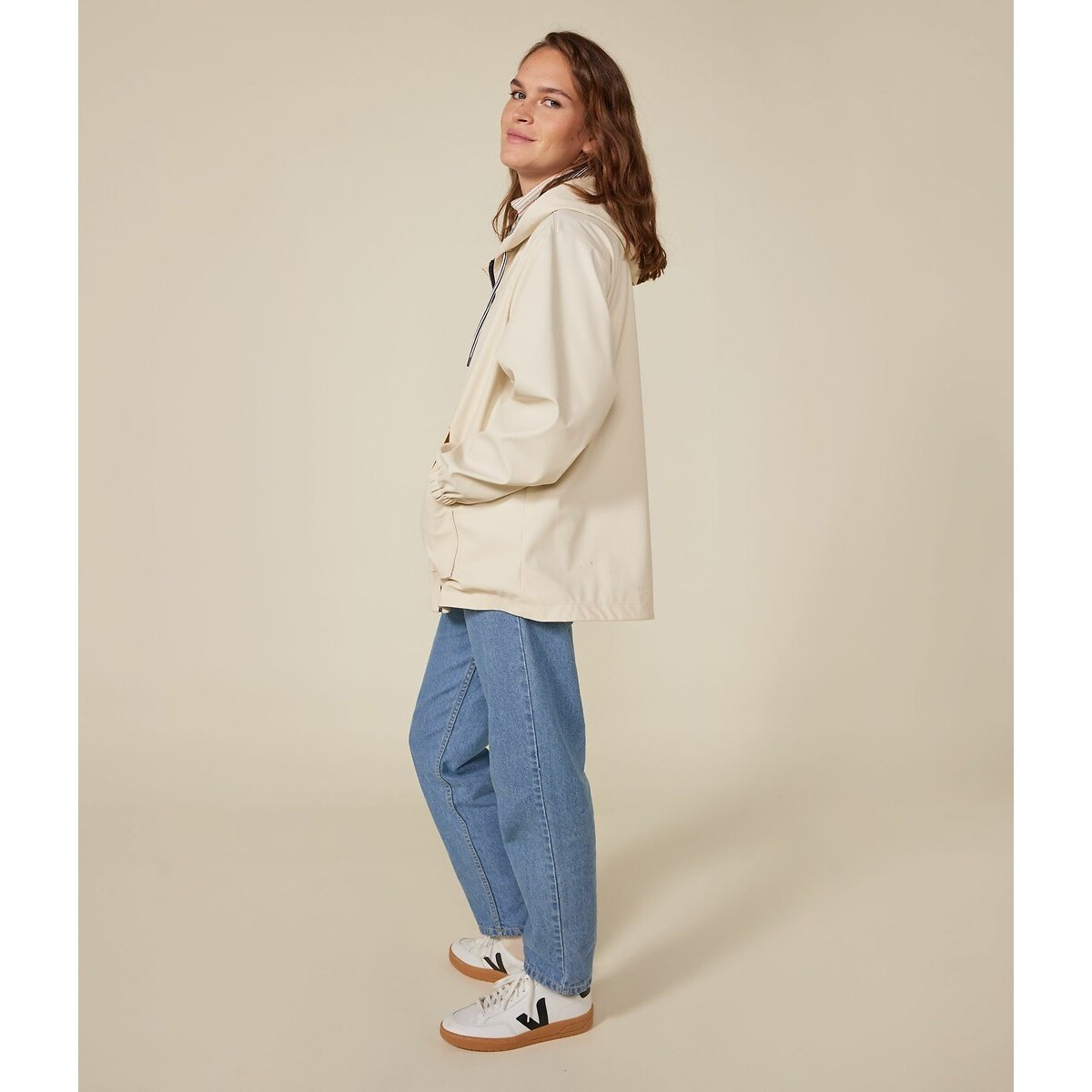 Ciré à capuche femme ecru, PETIT BATEAU