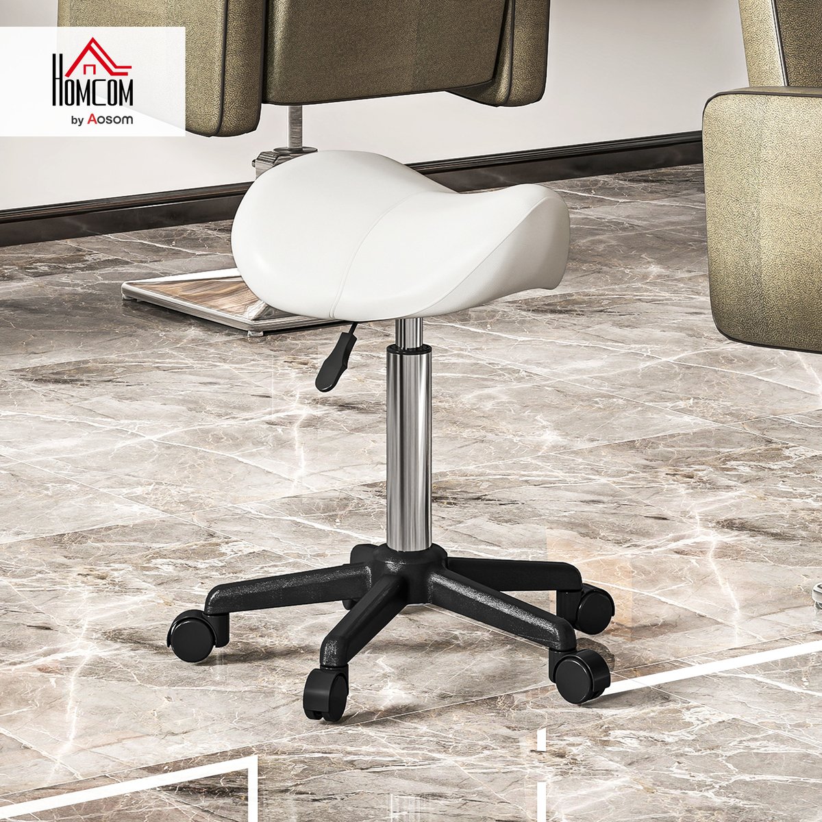 Tabouret de salon Polyuréthane Blanc blanc, HOMCOM
