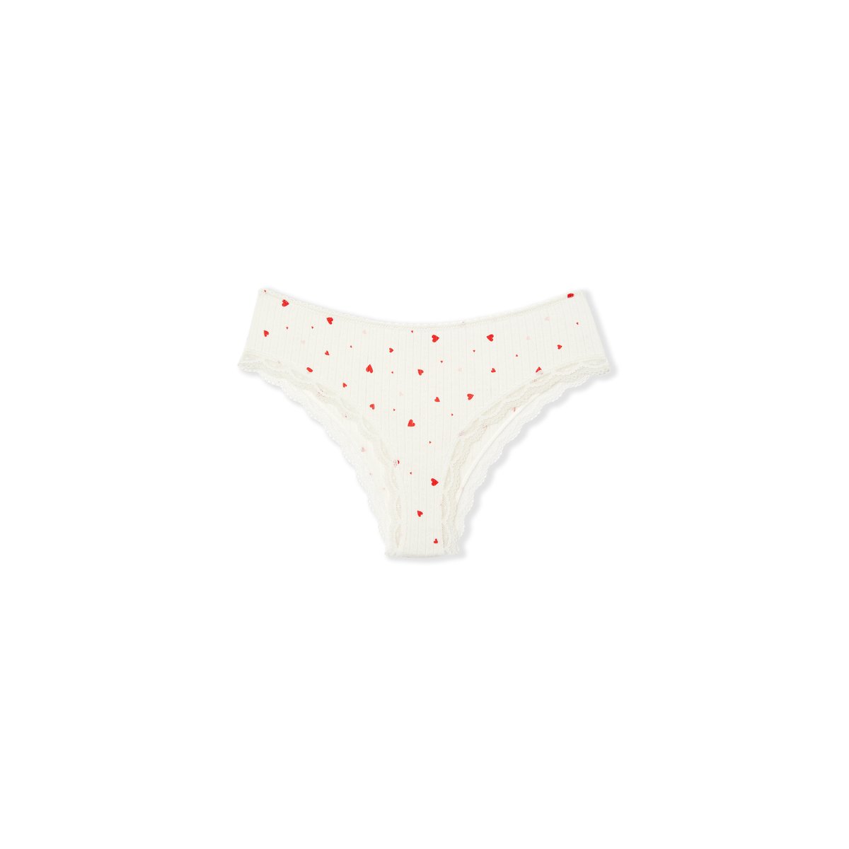 Hipster en pointelle à motifs cœurs VANITY GOURMAN imp fd blanc, ETAM