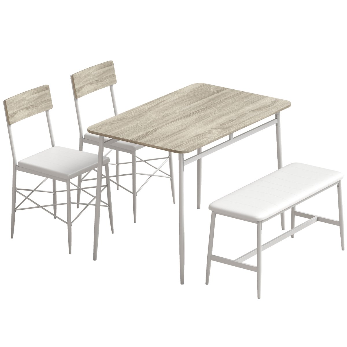Ensemble de table à manger MDF Chêne chêne naturel et blanc, HOMCOM