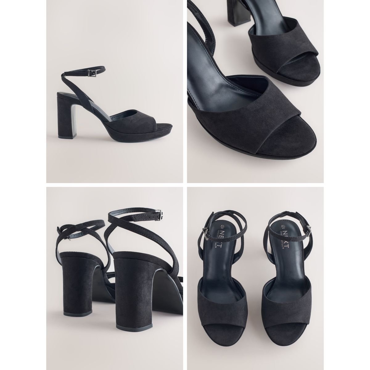 Sandales à talon, plateforme et bout rond noir, NEXT