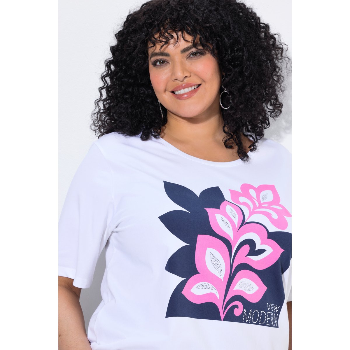 T-shirt à motif feuilles de palmier blanc cassé, ULLA POPKEN