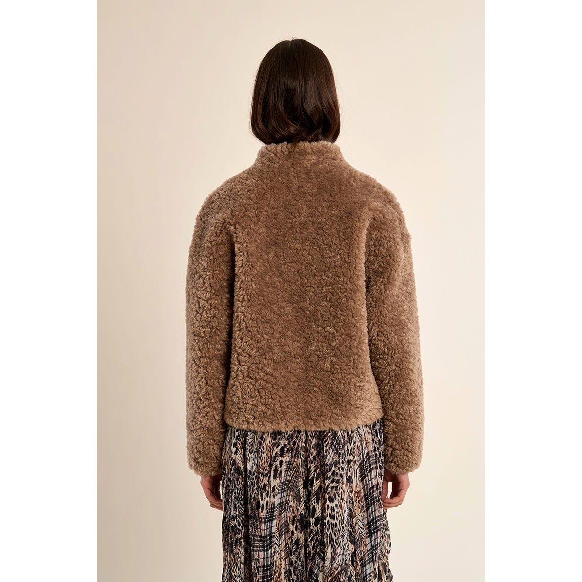 Veste courte imitation mouton marron, MOLLY BRACKEN