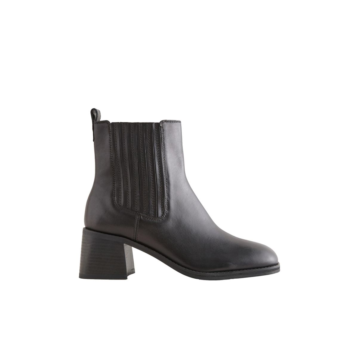 Bottines chelsea en cuir à bout carré noir, NEXT