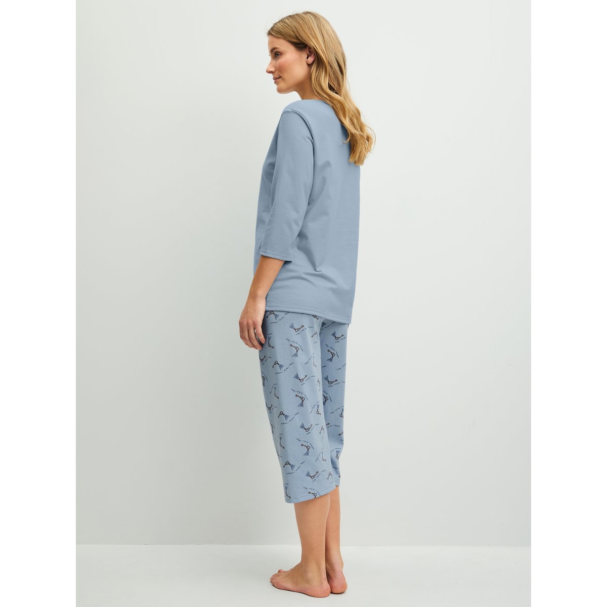 manches 3/4 Coton HOTEL NIGHTS dusty grey, CALIDA