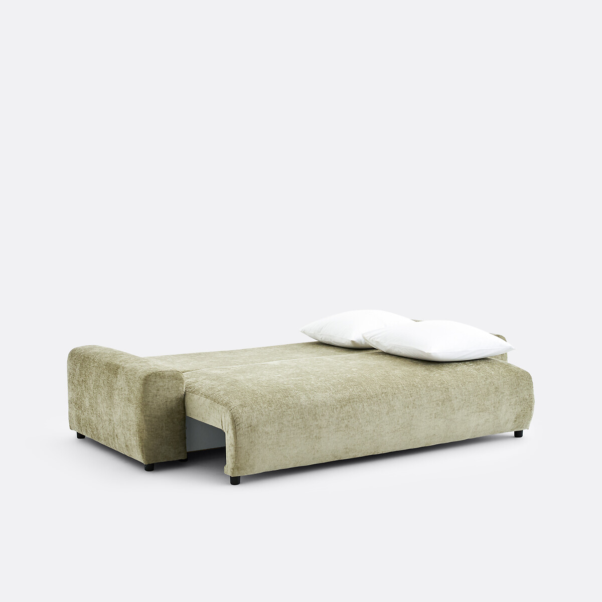 Canapé droit, convertible, avec coffre, 3 places, en chenille flammée, GALENE vert eucalyptus, LA REDOUTE INTERIEURS