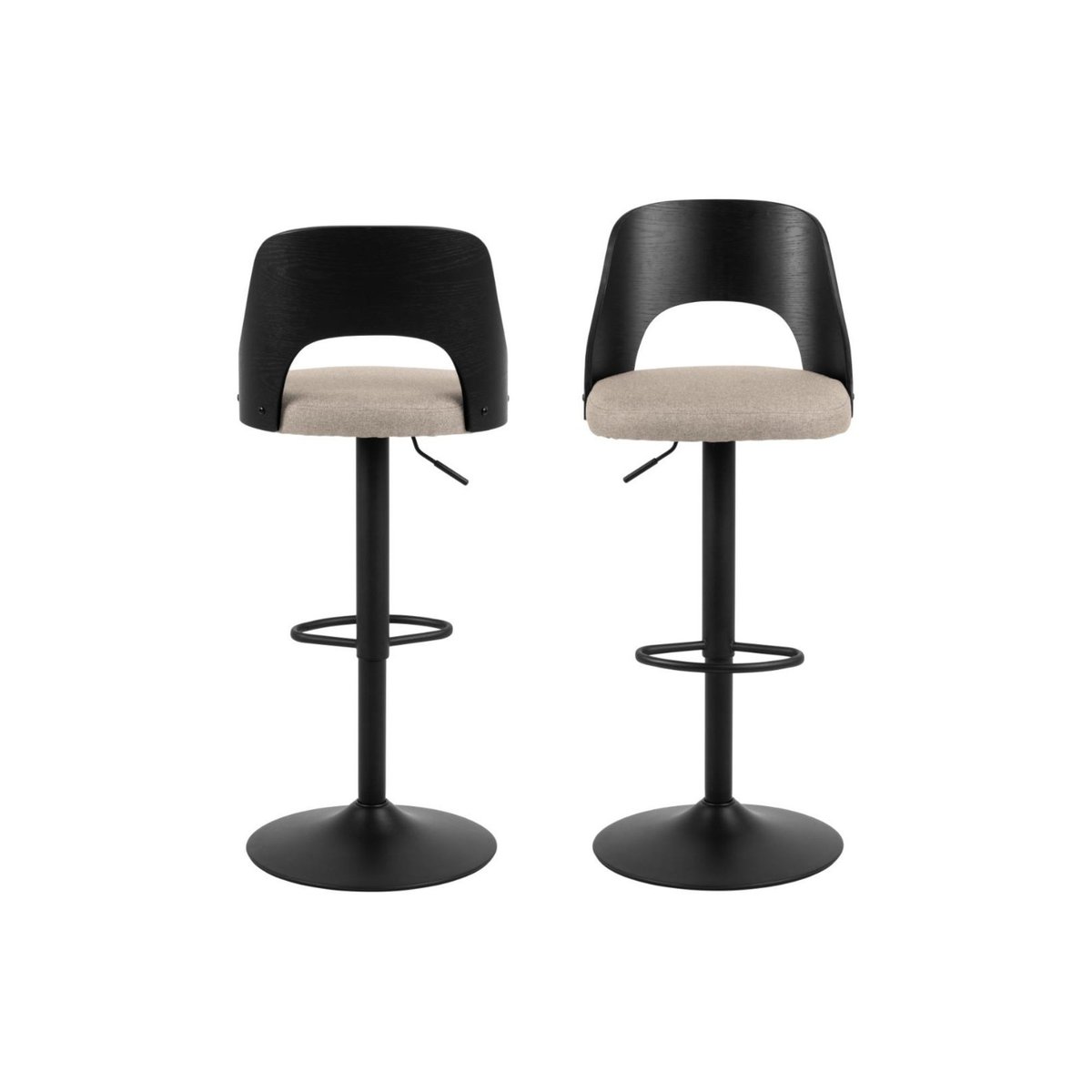 Tabourets de bar piétement métal noir assise tissu (lot de 2) - LUCKI beige, HELLIN, DEPUIS 1862