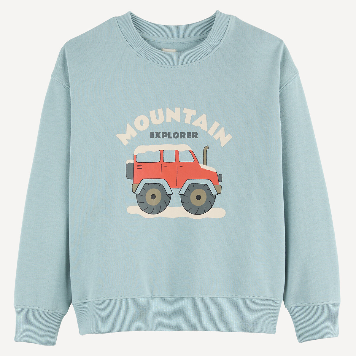 Sweat col rond, imprimé voiture, en molleton bleu, LA REDOUTE COLLECTIONS