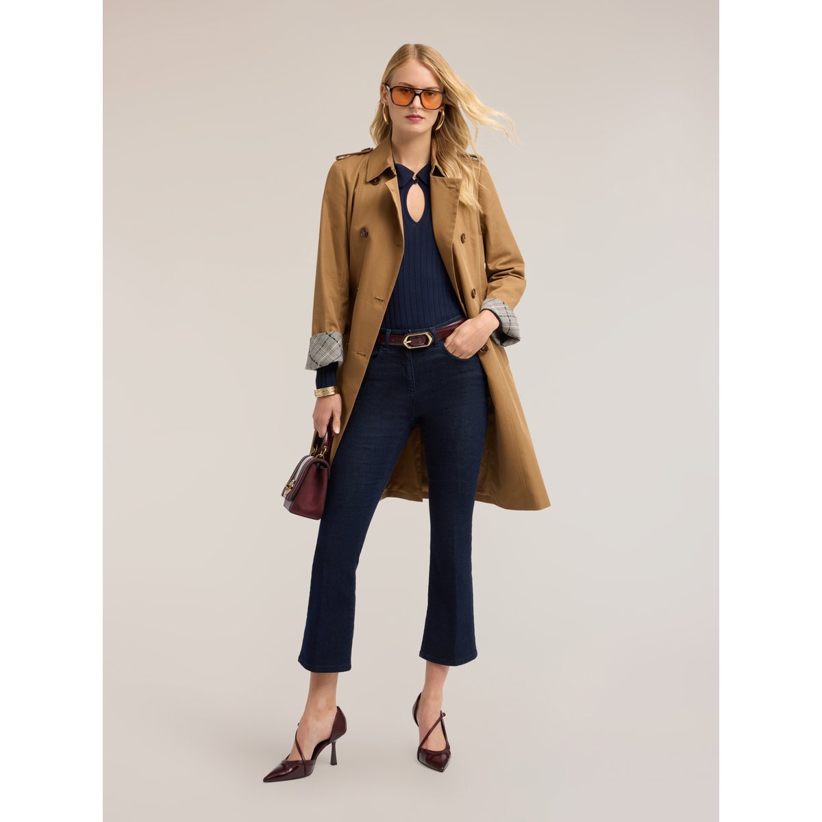 Jean kick flare avec pli repassé bleu, MOTIVI