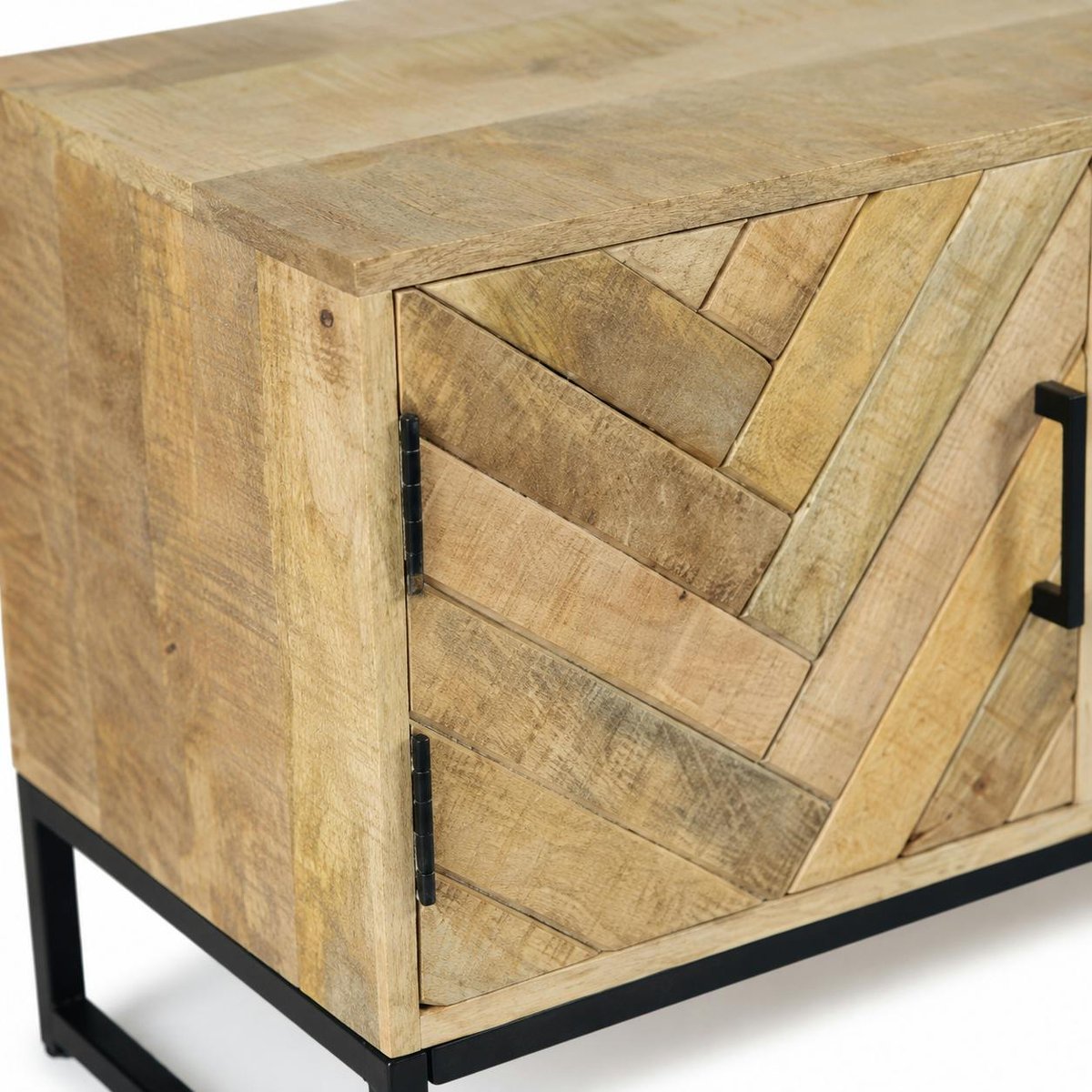 Meuble TV en bois de manguier 2 portes BRIX bois naturel, PIER IMPORT