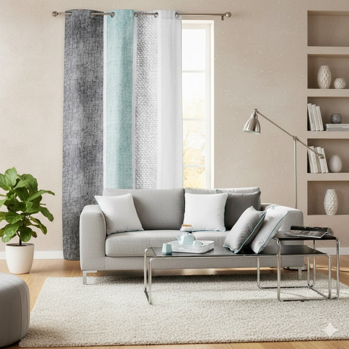 Rideau a oeillets 140 x 240 cm Textilio Menthe menthe, EDEN