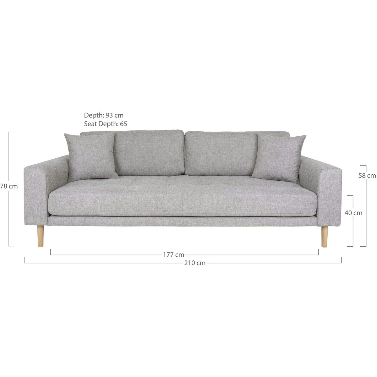 Canapé droit moderne en tissu AMSTERDAM gris clair - 3 places, PIER IMPORT