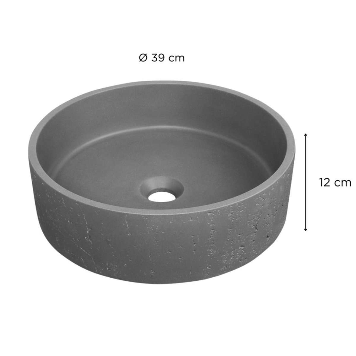 Vasque à poser ronde en béton travertin SANDY gris, MOB IN