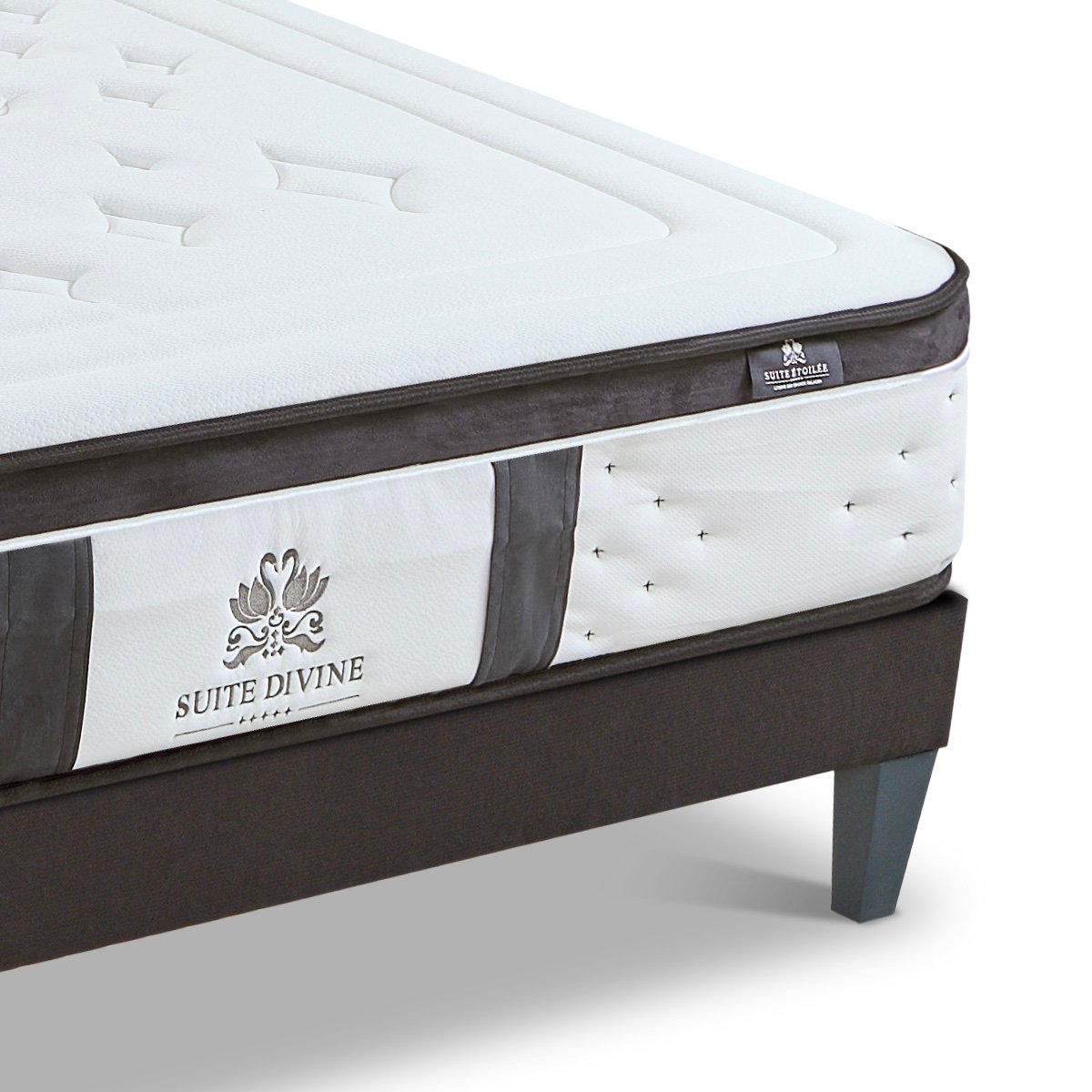 Ensemble Suite Divine 90x190 cm Matelas Mousse + Sommier Bois couleur unique, BELLECOUR