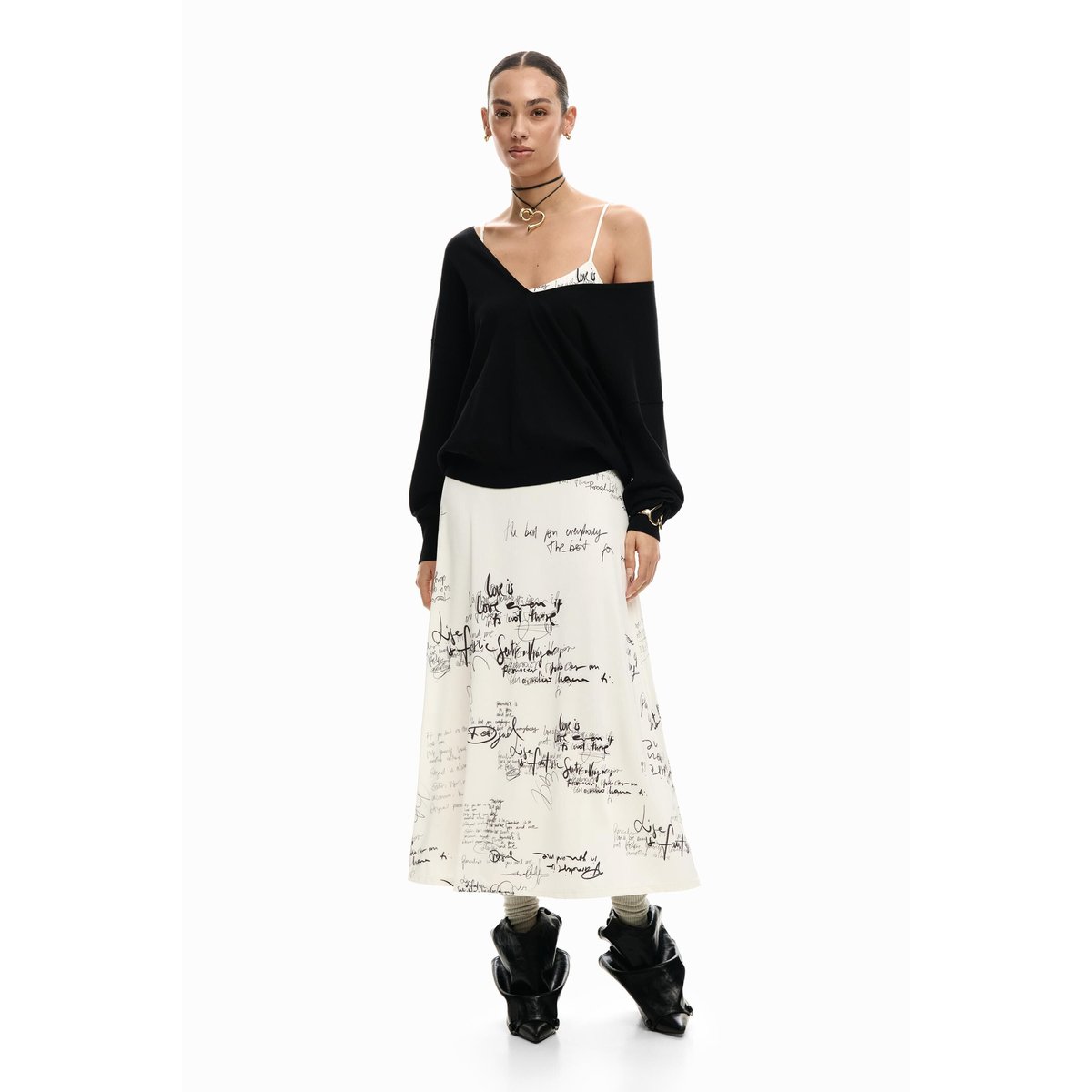 Robe longue combinée beige, DESIGUAL